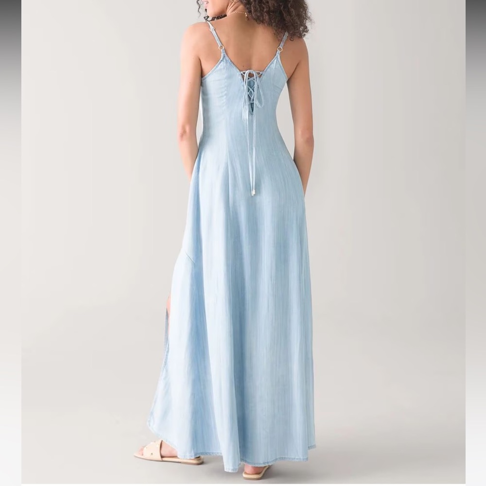 WHBM Lace-Up Back Maxi Dress Size 10P - Picture 2 of 13
